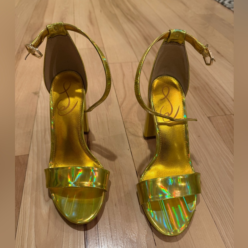 Sam Edelman Yaro Ankle Strap Sandal, size 6 -Mimosa Gold! NEW! - Picture 2 of 4